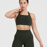 Timeless Wide Strap Sports Bra | Khaki
