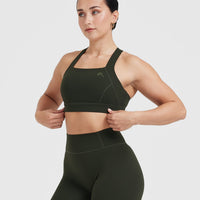 Timeless Wide Strap Sports Bra | Khaki