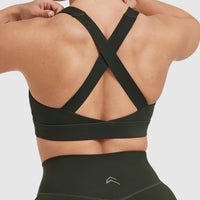 Timeless Wide Strap Sports Bra | Khaki