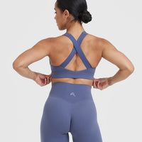 Timeless Wide Strap Sports Bra | Slate Blue