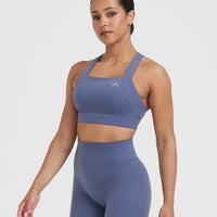 Timeless Wide Strap Sports Bra | Slate Blue