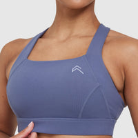 Timeless Wide Strap Sports Bra | Slate Blue