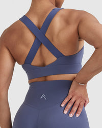Timeless Wide Strap Sports Bra | Slate Blue