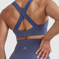 Timeless Wide Strap Sports Bra | Slate Blue