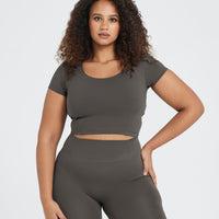 Timeless Crop Short Sleeve Tee | Deep Taupe