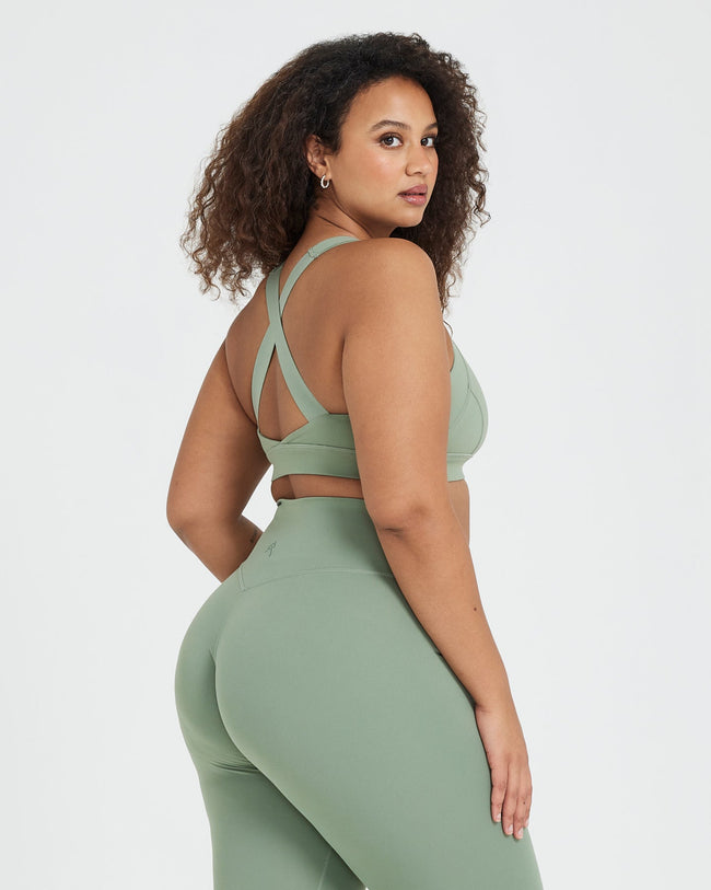 Timeless Wide Strap Sports Bra | Sage