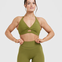Unified Twist Sports Bra | Olive Green