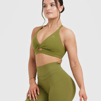 Unified Twist Sports Bra | Olive Green