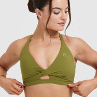 Unified Twist Sports Bra | Olive Green
