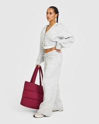 Oversized Knit Straight Leg Bottoms | Light Grey Marl