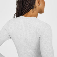 At Home Night Button Down Long Sleeve Top | Grey Marl