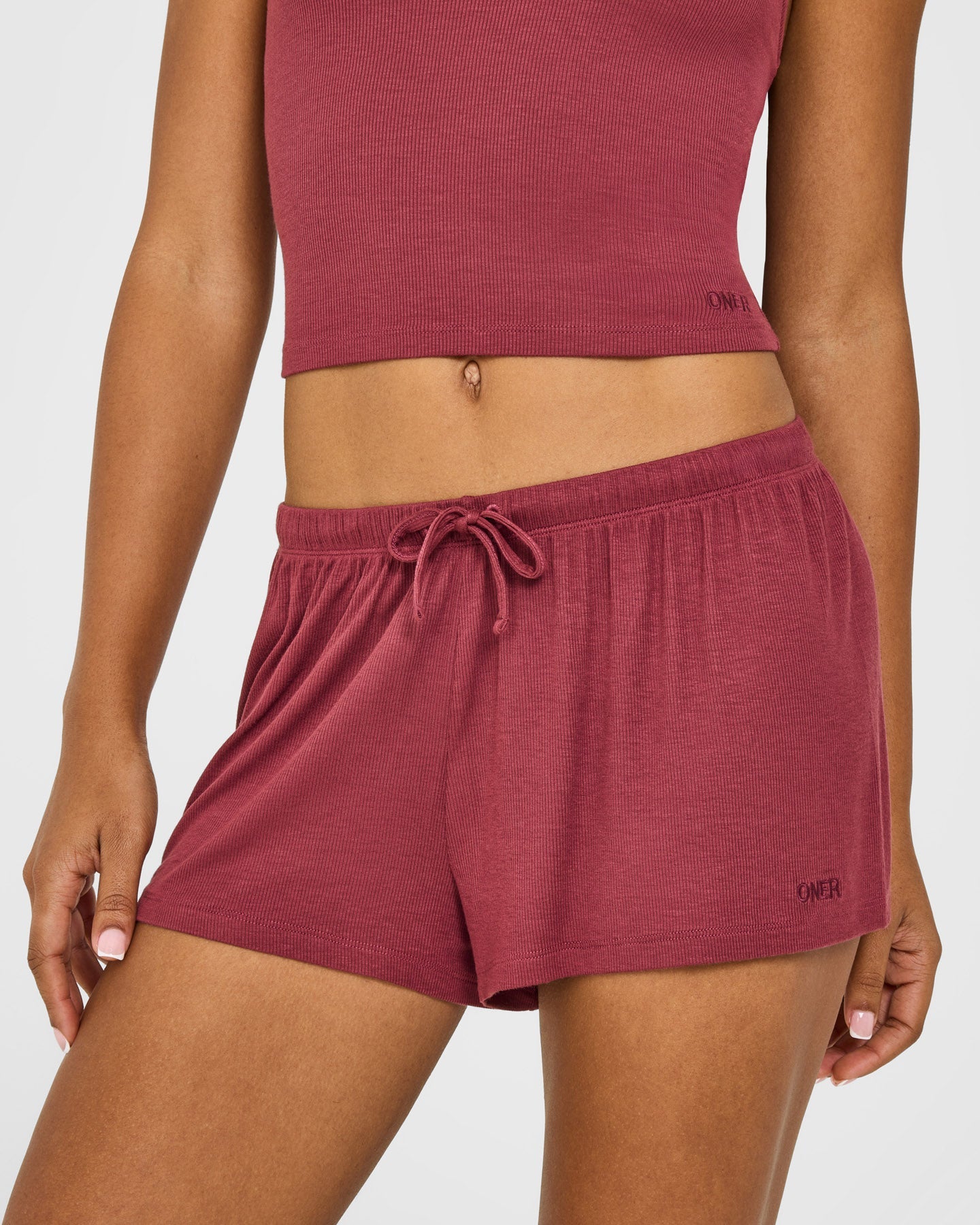 At Home Night Shorts | Burnt Maroon Red