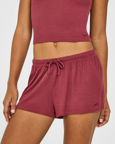 At Home Night Shorts | Burnt Maroon Red