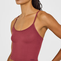 At Home Night Strappy Mid Vest | Burnt Maroon Red