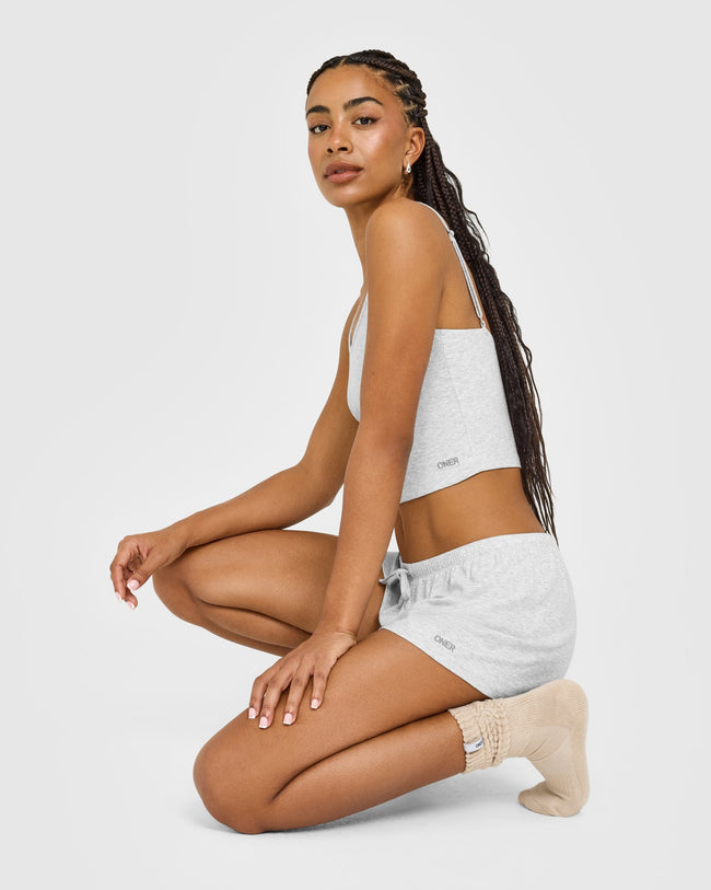 At Home Night Strappy Mid Vest | Grey Marl