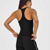 Cotton Racer Back Fitted Vest | Black