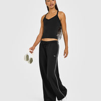 Cotton Racer Back Fitted Vest | Black