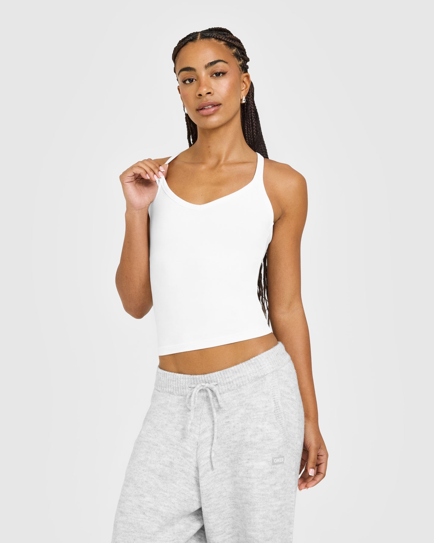 Cotton Racer Back Fitted Vest | White