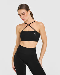 EasyLift™ Multi Way Bandeau Bralette with White Logo | Black