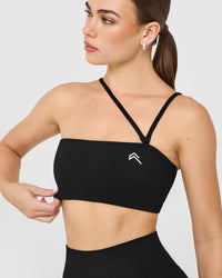 EasyLift™ Multi Way Bandeau Bralette with White Logo | Black