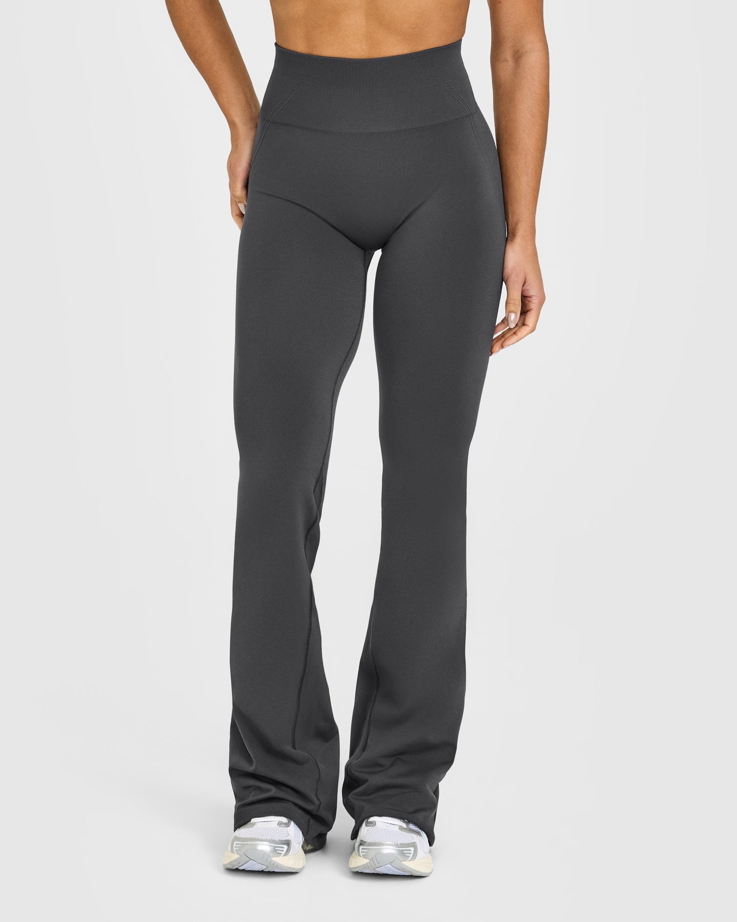 Effortless Seamless Flared Bottoms with White Logo | Coal