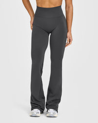 Effortless Seamless Flared Bottoms with White Logo | Coal