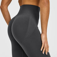 Effortless Seamless Flared Bottoms with White Logo | Coal