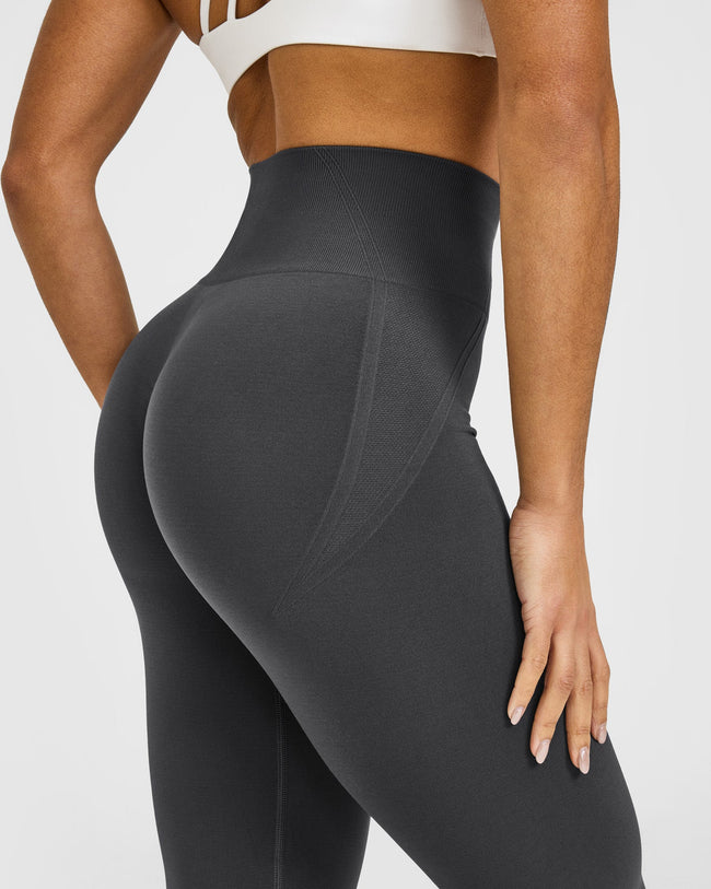 Effortless Seamless Flared Bottoms with White Logo | Coal