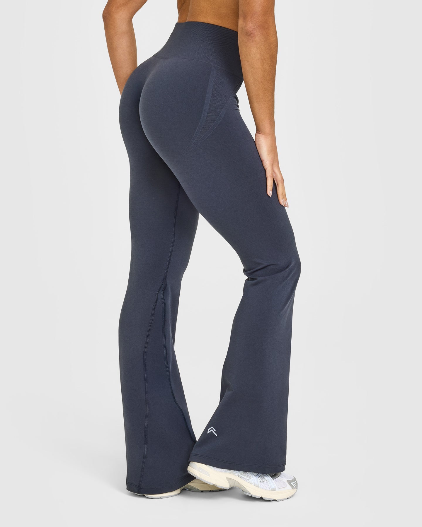 Effortless Seamless Flared Bottoms with White Logo | True Blue