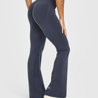 Effortless Seamless Flared Bottoms with White Logo | True Blue