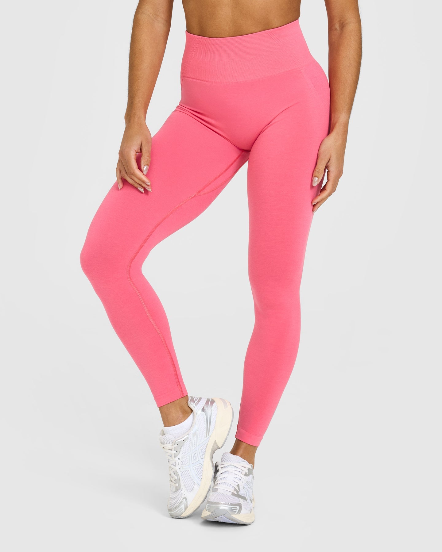 Effortless Seamless Leggings with White Logo | Hot Girl Pink