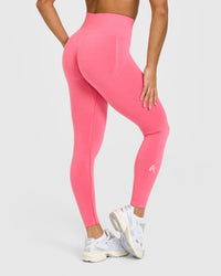 Effortless Seamless Leggings with White Logo | Hot Girl Pink