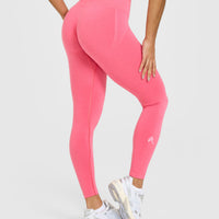 Effortless Seamless Leggings with White Logo | Hot Girl Pink