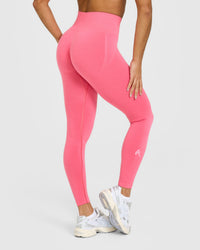 EffortlessLift™ Seamless Leggings with White Logo | Hot Girl Pink