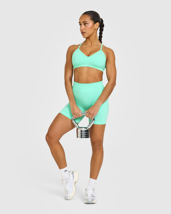 EnhanceLift™ Seamless Shorts with White Logo | Peppermint Green