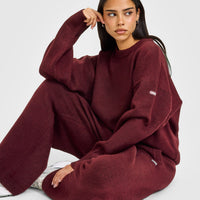 Oversized Knit Crew Neck Sweatshirt | Rosewood