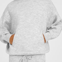 Oversized Knit Hoodie | Light Grey Marl