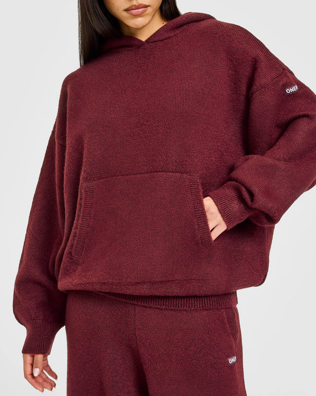 Oversized Knit Hoodie | Rosewood