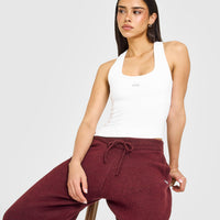 Mellow™ Rib Oner Embroidered Square Neck Vest with Built in Bra Shelf | White