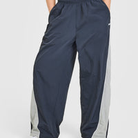 Oversized Piped Woven Straight Leg Track Bottoms | True Blue