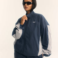 Oversized Piped Woven Track Jacket | True Blue