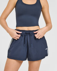 Oversized Piped Woven Track Shorts | True Blue