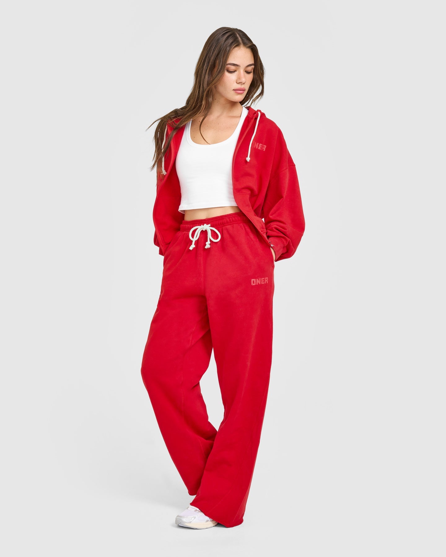 Raw Lounge Wide Leg Joggers | Washed Fiery Red