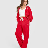 Raw Lounge Wide Leg Joggers | Washed Fiery Red
