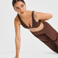 SoftMotion™ Contrast Scoop Back Bralette with White Logo | Espresso Brown