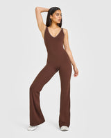 SoftMotion™ Contrast Scoop Back Flared All in One with White Logo | Espresso Brown