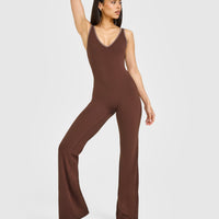 SoftMotion™ Contrast Scoop Back Flared All in One with White Logo | Espresso Brown