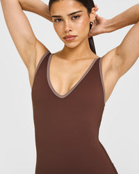 SoftMotion™ Contrast Scoop Back Flared All in One with White Logo | Espresso Brown