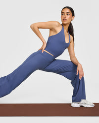 SoftMotion™ Halter Neck Mid Vest with Built in Bra Shelf with White Logo | Slate Blue