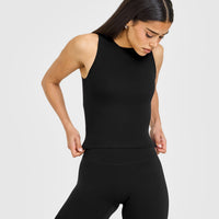 SoftMotion™ High Neck Mid Vest with White Logo | Black